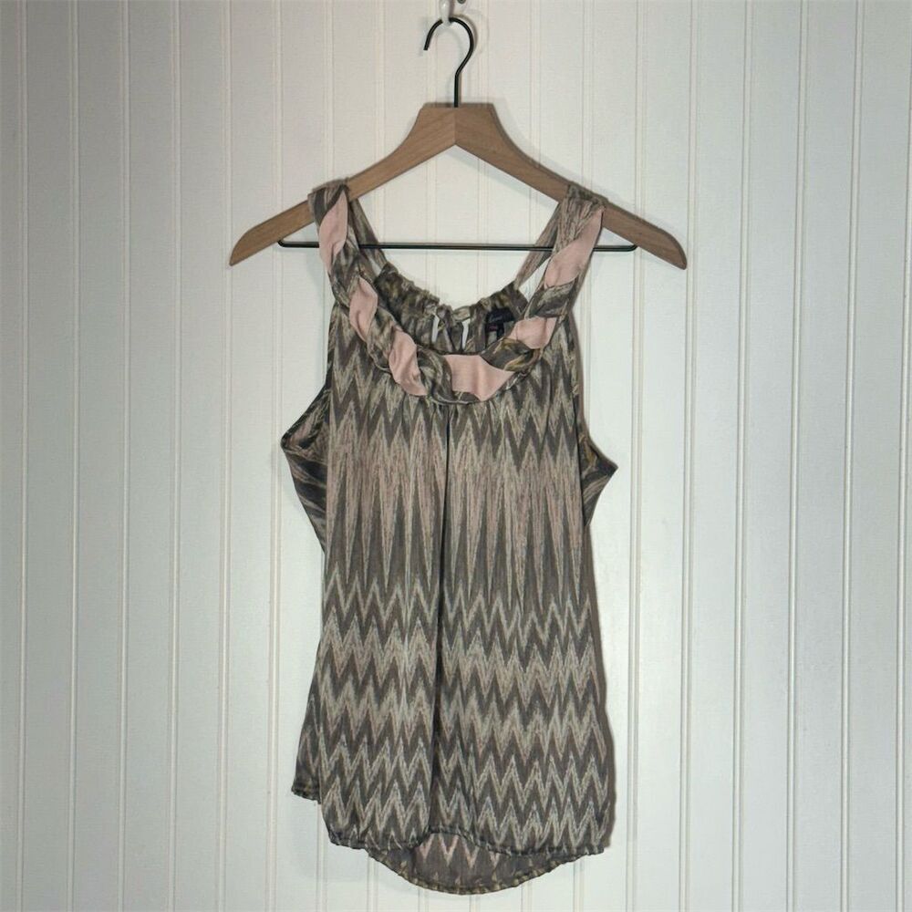 HeartSoul Chevron Braided Neck Tank Top XS Boho Festival Retro Zigzag Sleeveless